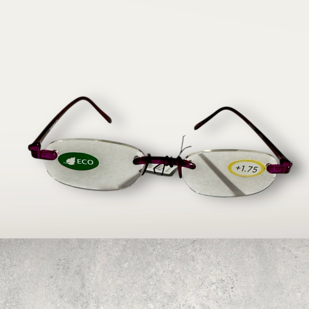 ICU Studio Rimless Glasses with Purple Temples reading glasses 1.75
